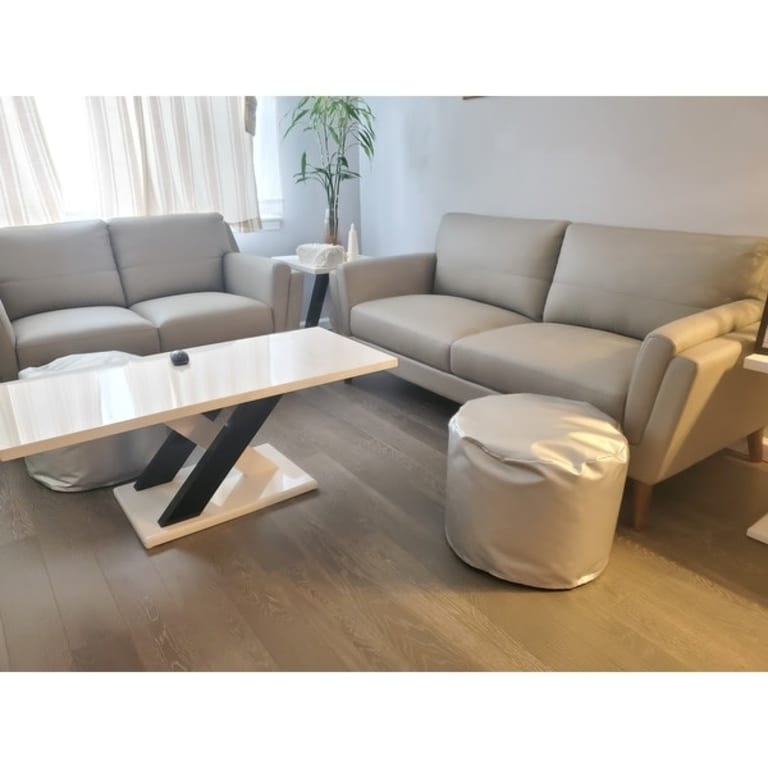 Haldeman Top Grain Leather Modern Sofa & Loveseat Set Bed Bath