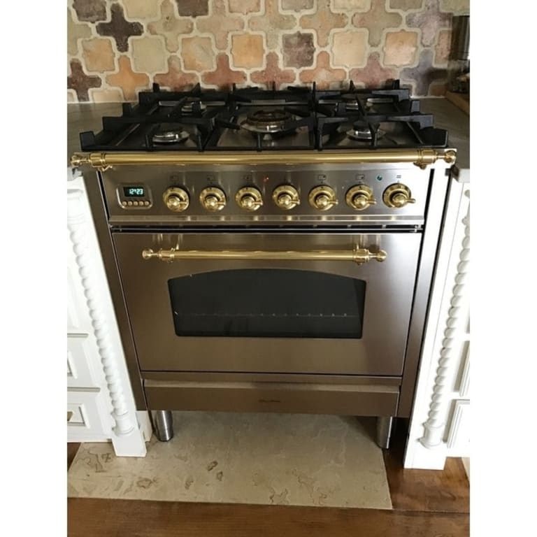 HALLMAN Stainless Steel LP Gas 30inch Dual Fuel Italian Range with BS