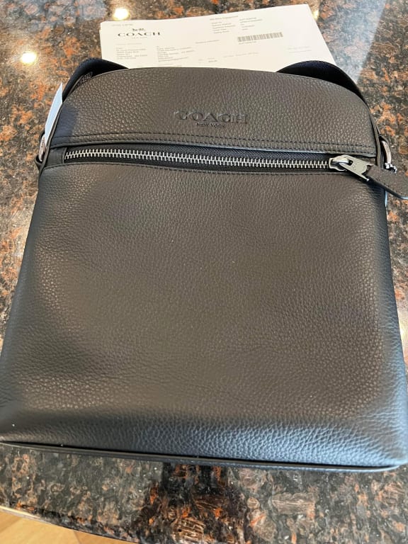 Coach+4009+Black+Signature+Leather+Men%27s+Bag for sale online