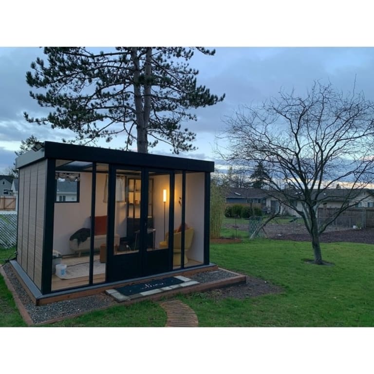 Copenhagen 9 ft. x 11.5 ft. Black Studio Shed and Backyard Copenhagen 9 ft. x 11.5 ft. Black Studio Shed and Backyard