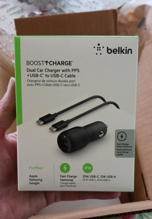 Belkin 2-port 37w Usb-c/usb-a Power Delivery Car Charger With 3.3' Usb-c  Lightning Cable : Target