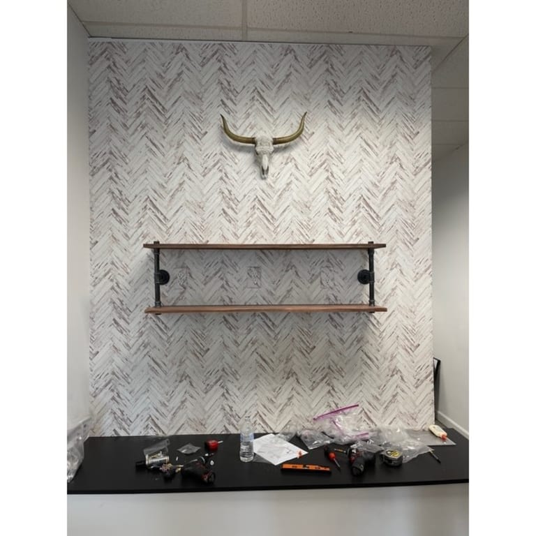 Rustic Wood Parquet Removable Wallpaper 10'ft H x 24''inch W Bed