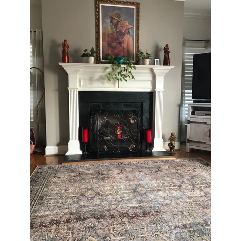 33.25" Black and Gray French Revival Fireplace Screen Bed Bath