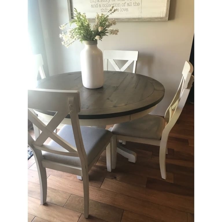 Roundhill Furniture Prato 5Piece Round Dining Table Set with Cross