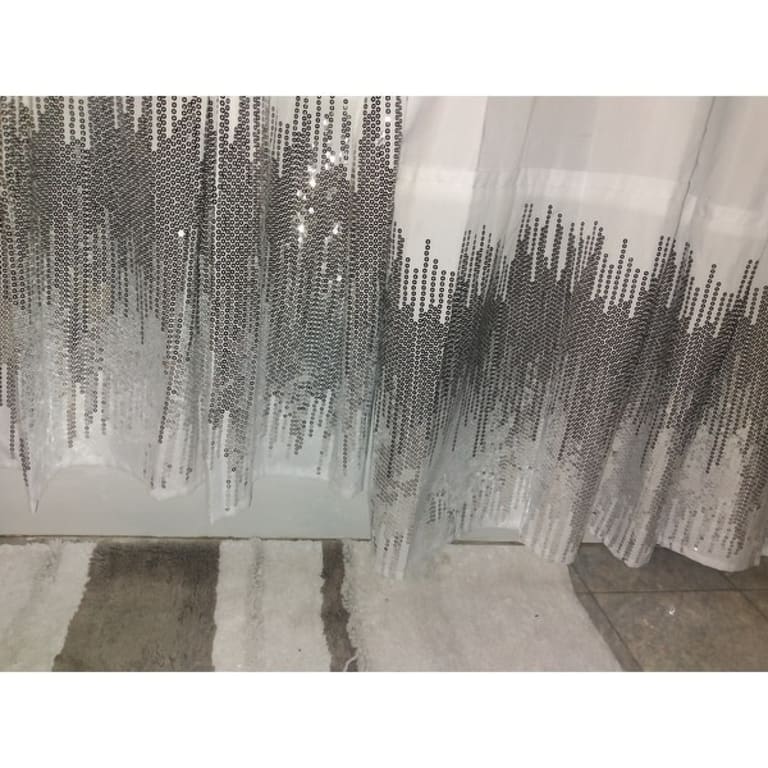 Lush Decor Polyester Shimmer Sequins Shower Curtain On Sale Bed