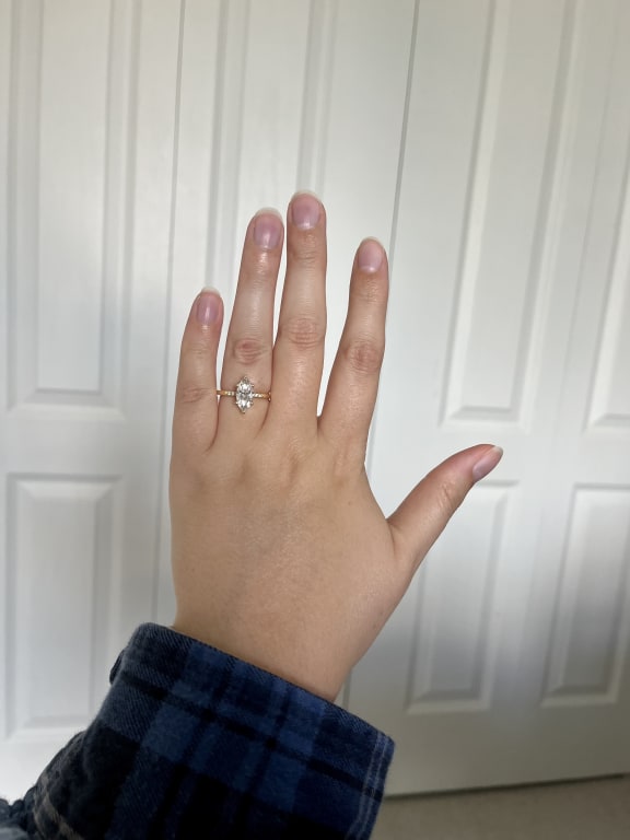 Oval diamond ring on hand