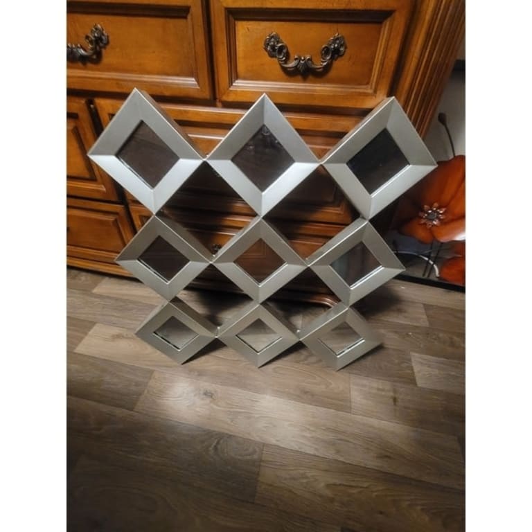 SEI Furniture Olivia Mirrored Squares Wall Sculpture Antique Silver