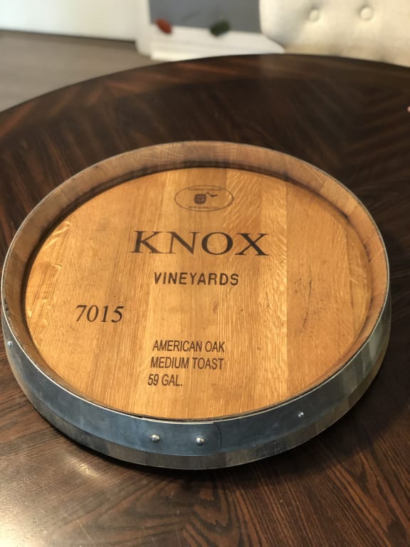 Personalized Wine Barrel Lazy Susan from Uncommon Goods. Customer submitted image.