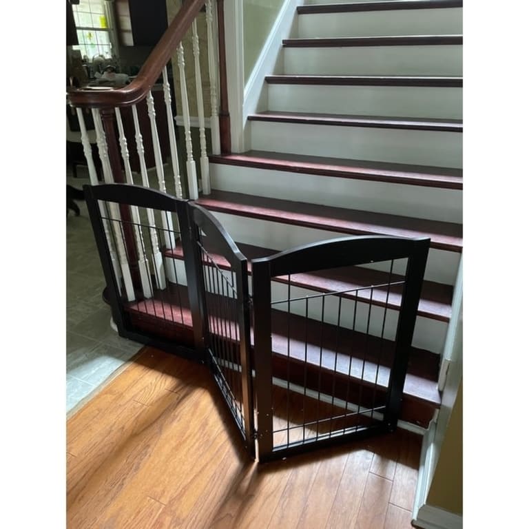 Spirich Freestanding Black Wire Pet Gate,60 inches Extra Wide,30 inches