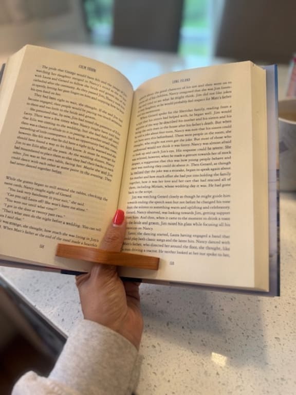 One-Handed Book Buddy from Uncommon Goods. Customer submitted image.