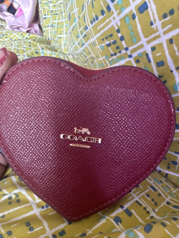 COACH®: Heart Coin Case In Signature Leather