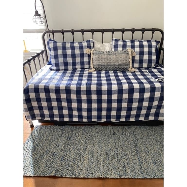 Eddie Bauer Lakehouse Plaid Cotton Blue 4 Piece Daybed Cover Set Bed