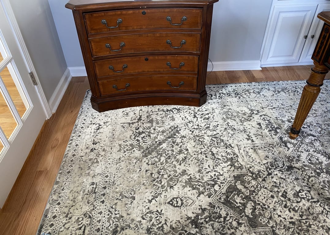 (B548) Providence Villa Dark Grey & Cream Distressed Look Area Rug, 5x8