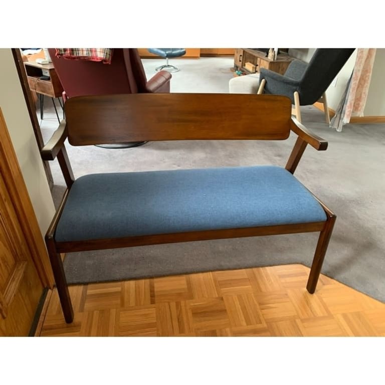 Carson Carrington Comiskey Cherry Finish Arm Dining Bench with Back ...