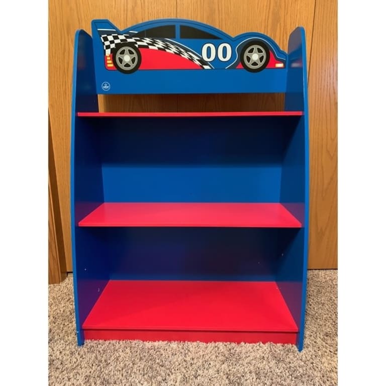 KidKraft Red and Blue Race Car Bookshelf Bed Bath & Beyond 9294773
