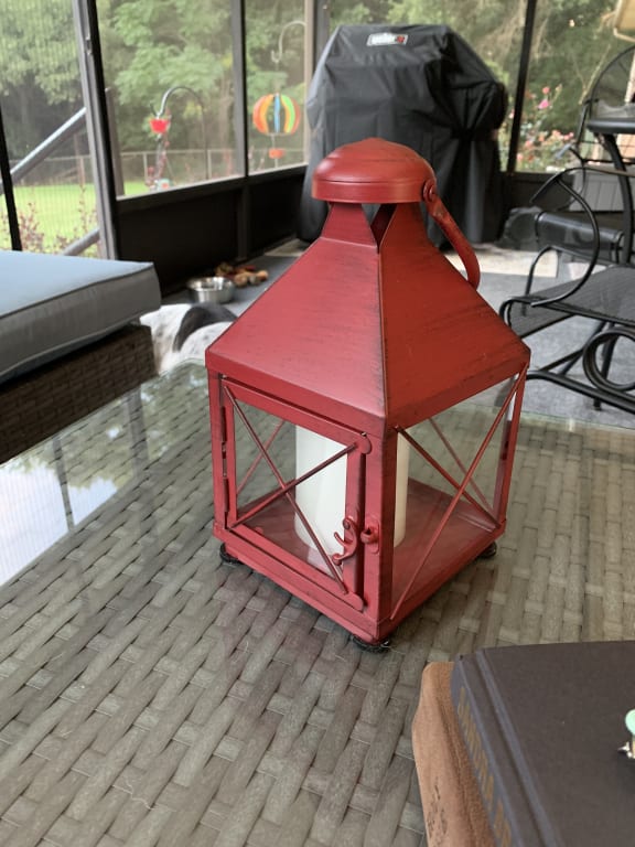 Rory Small Red Metal Lantern