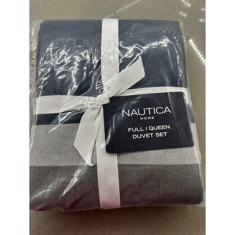 Nautica Rendon Cotton Grey Duvet Cover Set On Sale Bed Bath & Beyond 21613040
