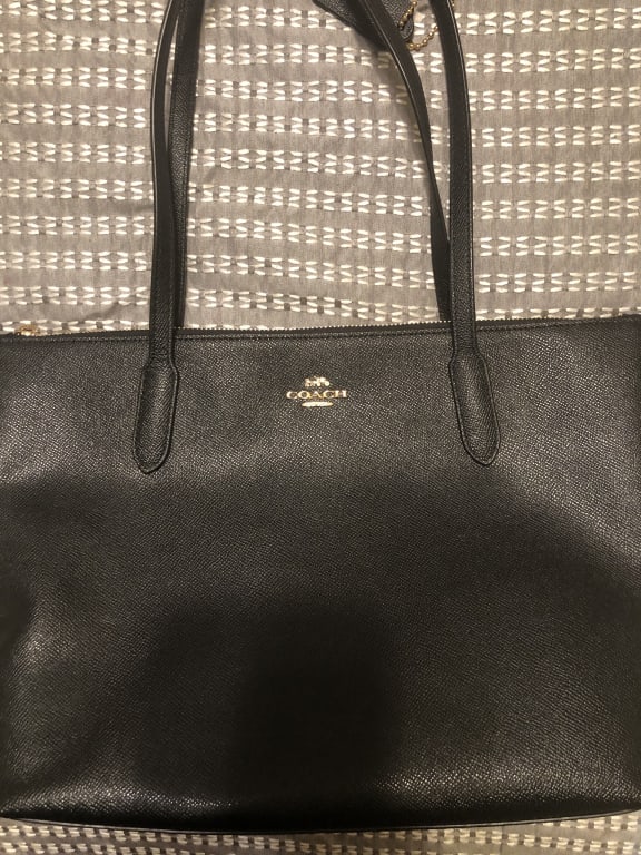 Coach 4454 Crossgrain Top Zip Tote Black