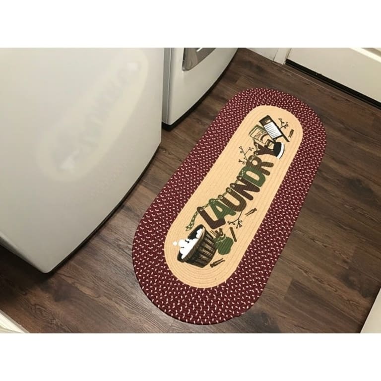 Vintage Laundry Room Decorative Braided Runner 48" x 20" On Sale