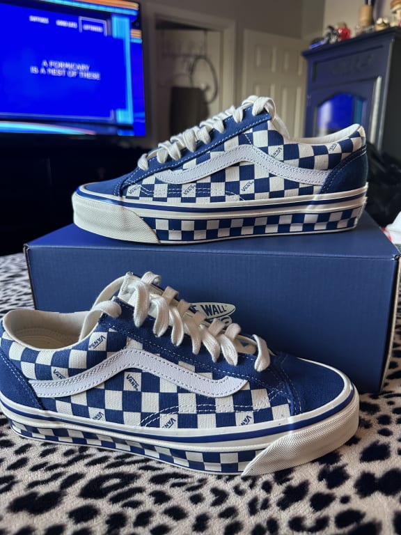 Premium Old Skool Checkerboard Shoe in True Blue | Vans