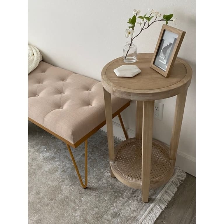 Martha Stewart Harley Reclaimed Wheat Round Accent Table - On Sale ...