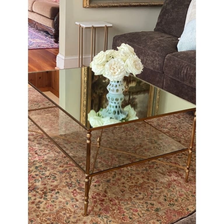 Uttermost Henzler Gold Leaf Mirrored Glass Coffee Table Bed Bath