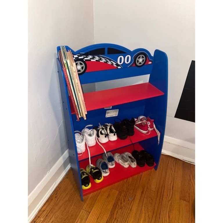 KidKraft Red and Blue Race Car Bookshelf Bed Bath & Beyond 9294773