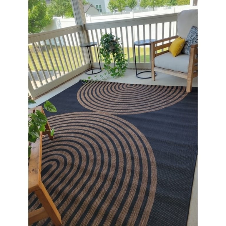 Roswell - Black Modern Indoor/Outdoor Area Rug FINAL SALE main image 0