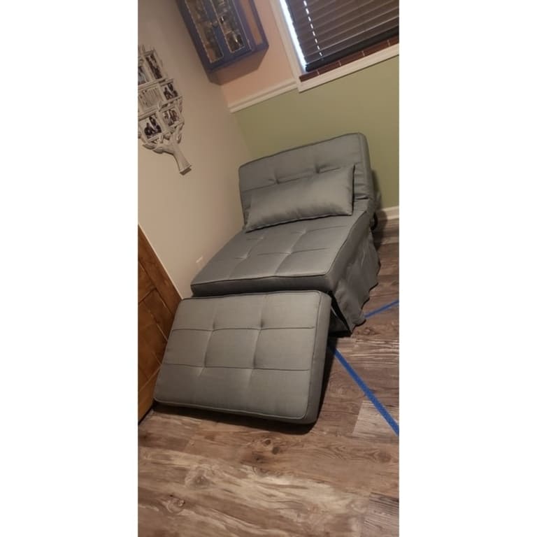 Adjustable Sofa Chair Sleeper Sofa Bed Ottoman Couch with Metal Frame
