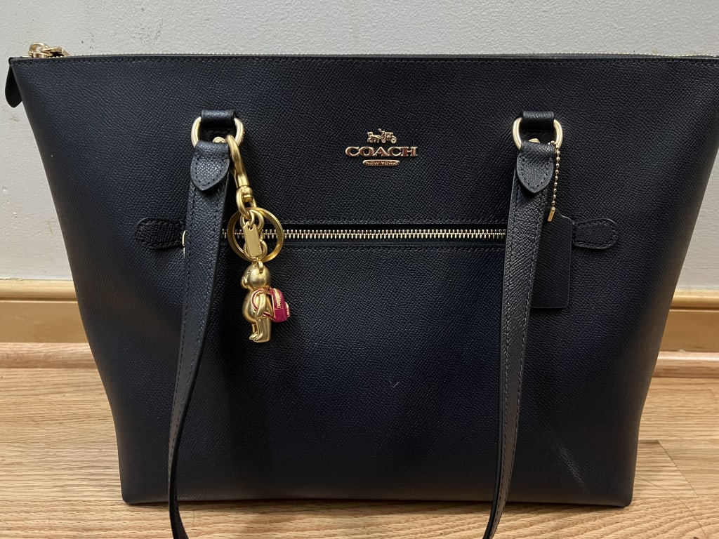 NWT Coach C8365 Gallery Tote With Diary Embroidery Black Pebble Leather Bag