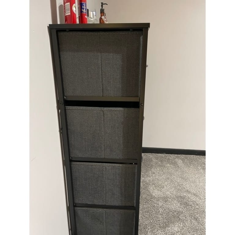 Dresser for Bedroom, Storage Tower with 9 Chest of Drawers with Fabric Bins, Black