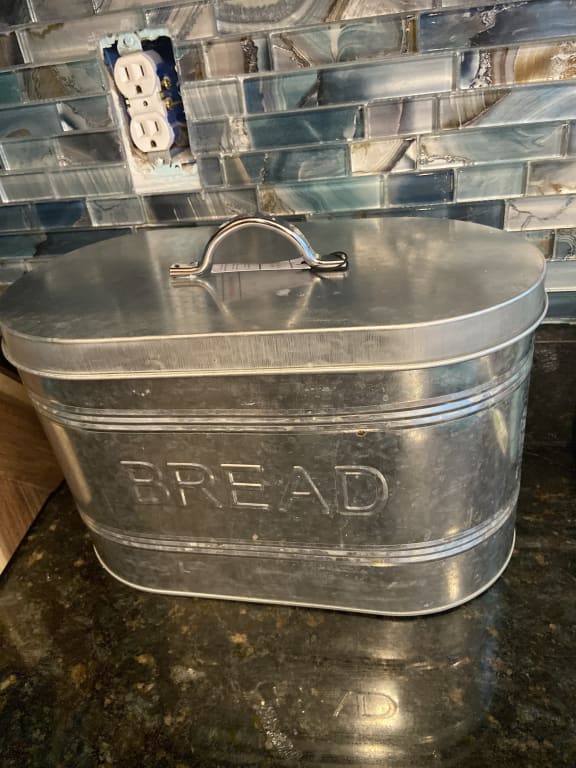 Amici Home Rustic Kitchen Galvanized Metal Storage Bread Bin With