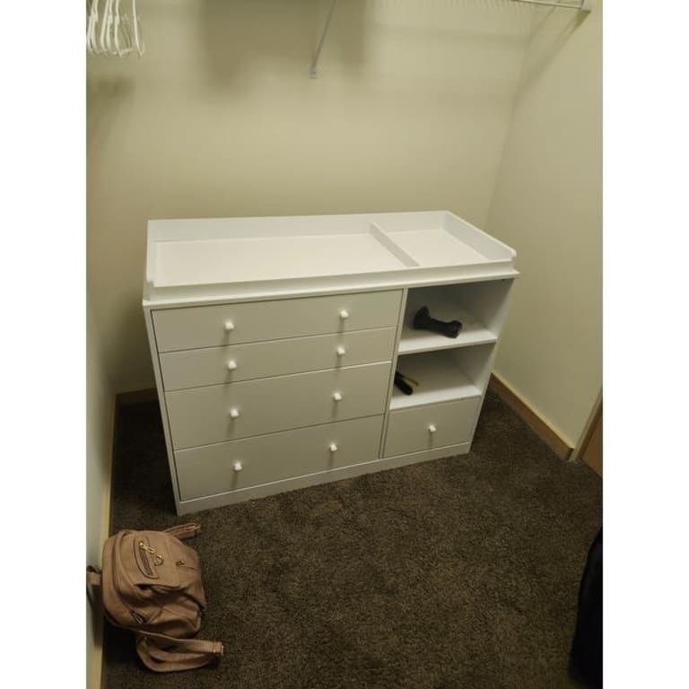 Timechee 47.2"W 5 Drawers Wooden Changing Table Dresser On Sale Bed