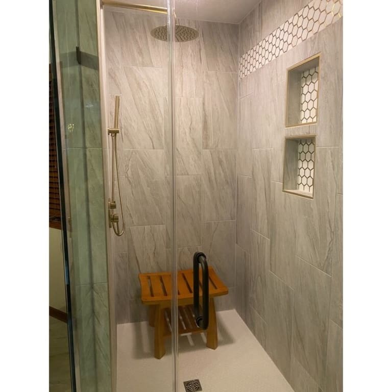 Oceanstar Solid Wood Spa Shower Bench with Storage Shelf Bed Bath