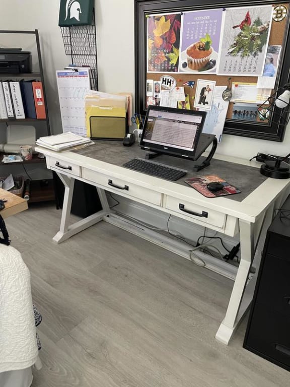 Jonileene White/Gray Home Office Large Leg Desk Bed Bath & Beyond 20847064