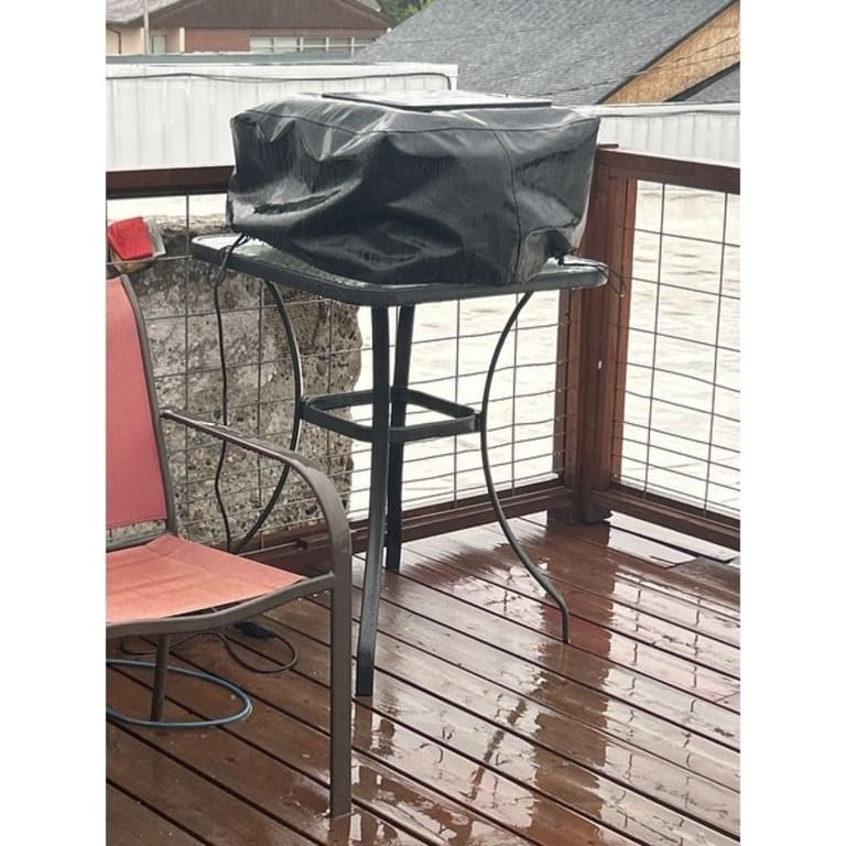 Outsunny 34" Outdoor Glass Top Bistro Table Black Bed Bath & Beyond