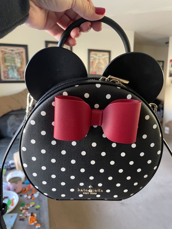 Disney x kate spade minnie maus große lederumkehrbare tasche +