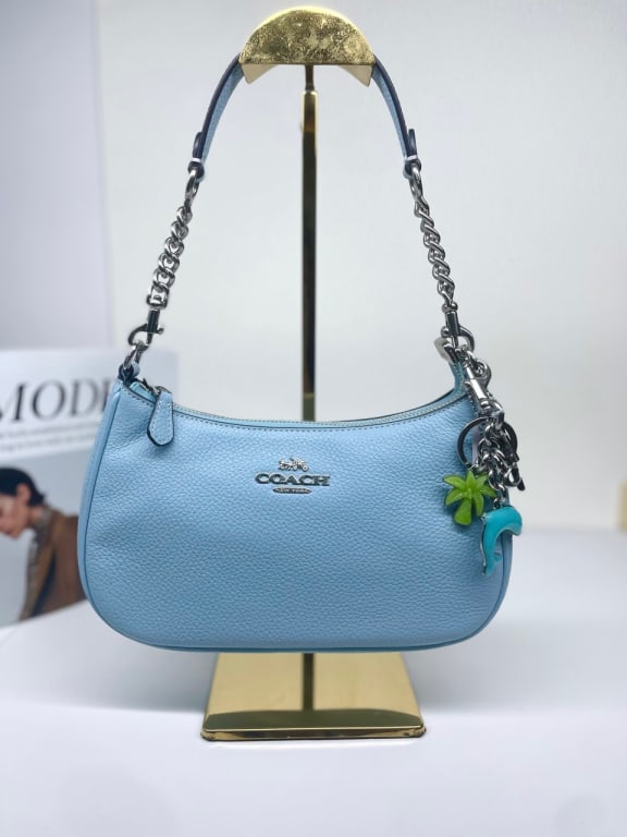 Coach Sky Blue Leather Mini Pochette Coach