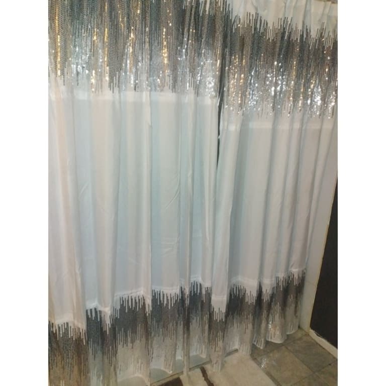 Lush Decor Polyester Shimmer Sequins Shower Curtain On Sale Bed