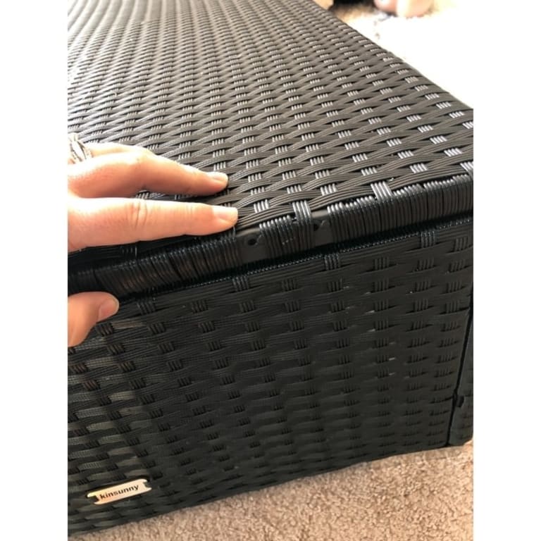 Kinbor Outdoor Adjustable Cushioned Wicker Chaise Lounge Bed Bath