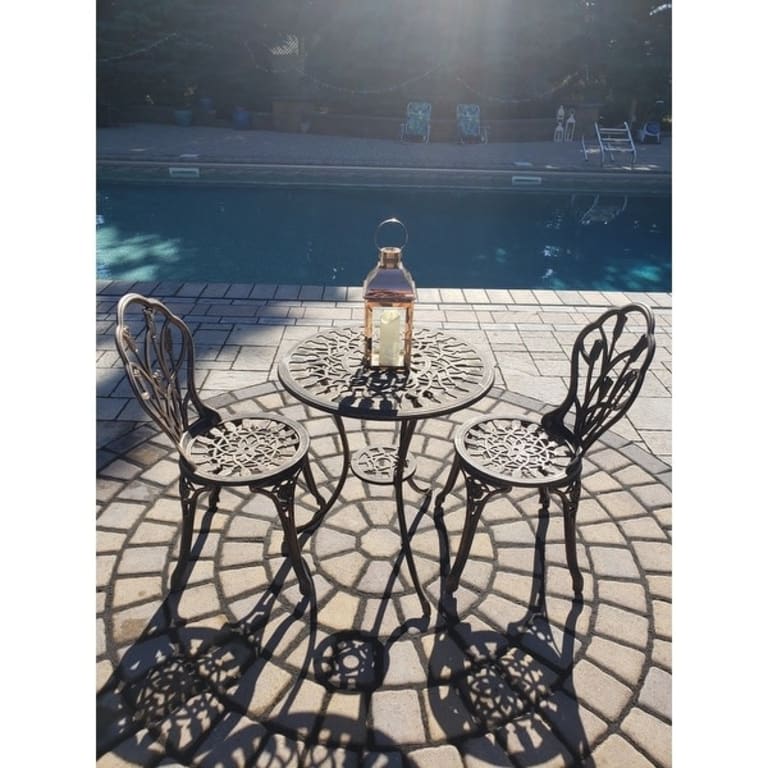 3-Piece Cast Aluminum Patio Bistro Set Outdoor Furniture 3-Piece Cast Aluminum Patio Bistro Set Outdoor Furniture