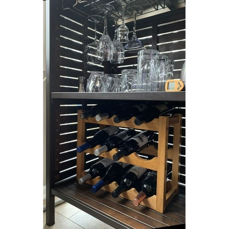 thumbnail image 2 of Rustic State Eze 4-Section Wood Under Cabinet Wine Glass Rack - Chestnut Stained, Holds 12 Glasses 2 of 6