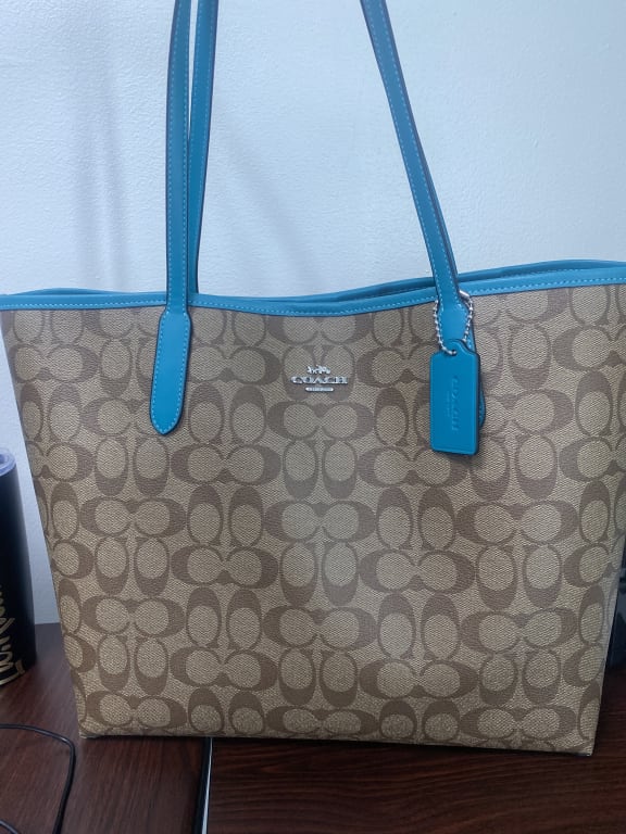 COACH®  City Tote With Graphic Plaid Print