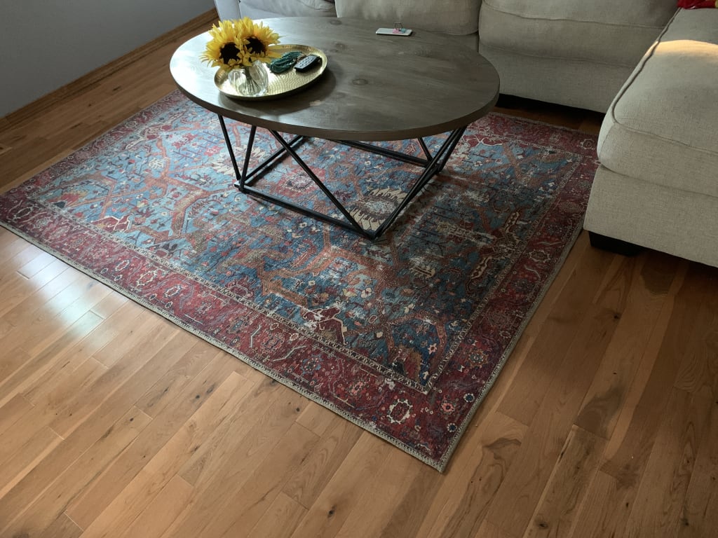 (B524) Found & Fable Sergio Blue & Red Accent Rug, 3x5