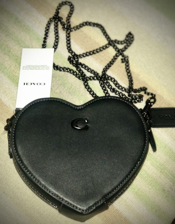 COACH Heart Shaped Crossbody Bag With Quilting in Black