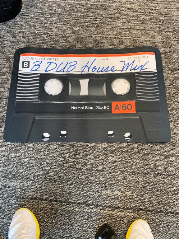 Personalized Mixtape Doormat from Uncommon Goods. Customer submitted image.