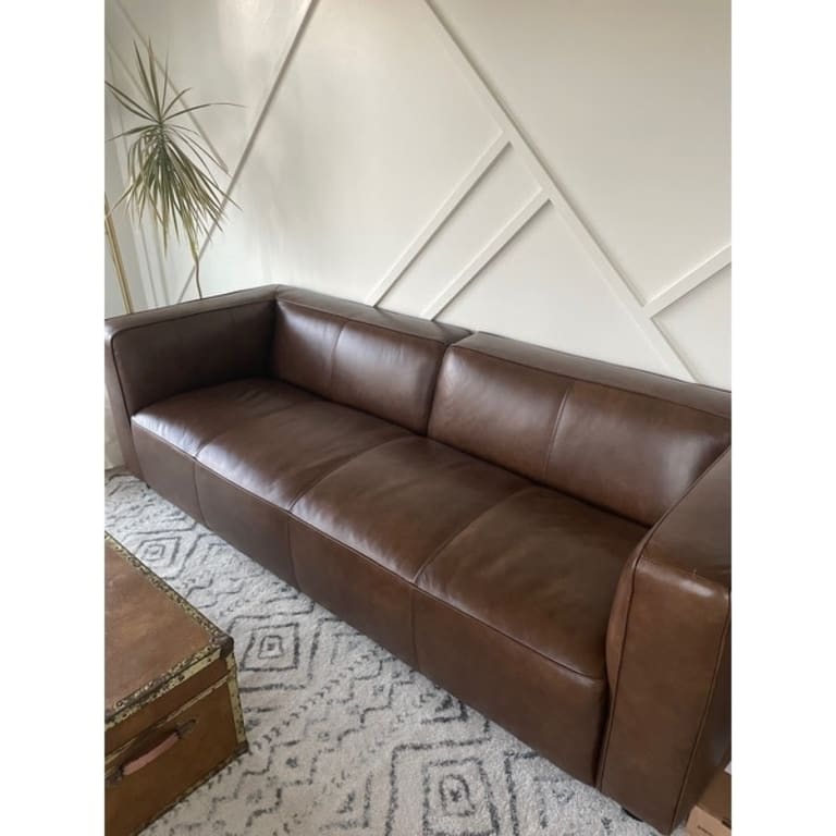 Abbyson Hamilton Top Grain Leather Dark Camel Sofa Bed Bath & Beyond