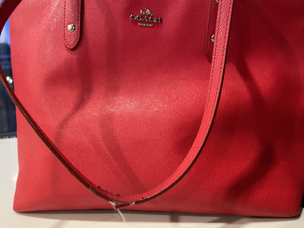 Coach outlet zip top tote women's purses red Clearance
