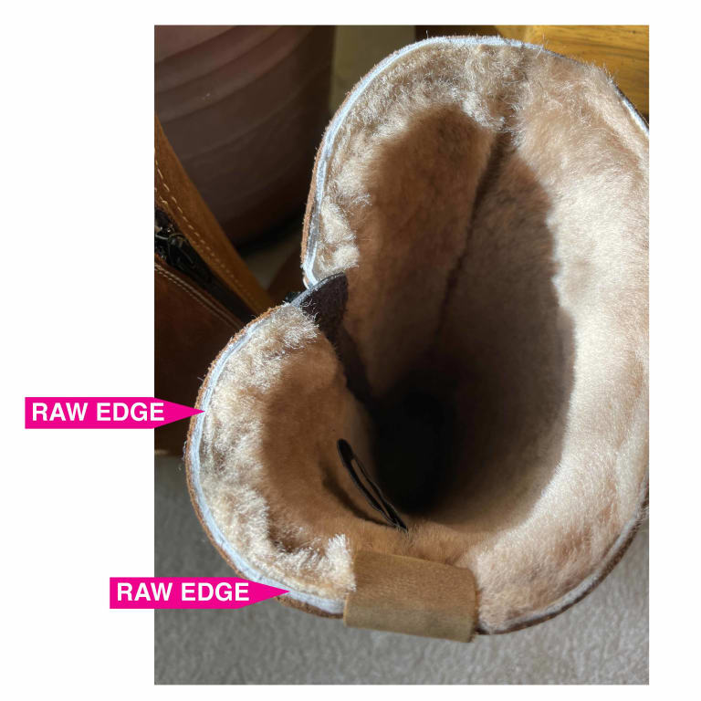 Customer Image Captioned: Raw boot edge