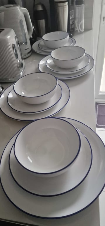John Lewis White Rimmed Dinner Set Stoneware John Lewis White